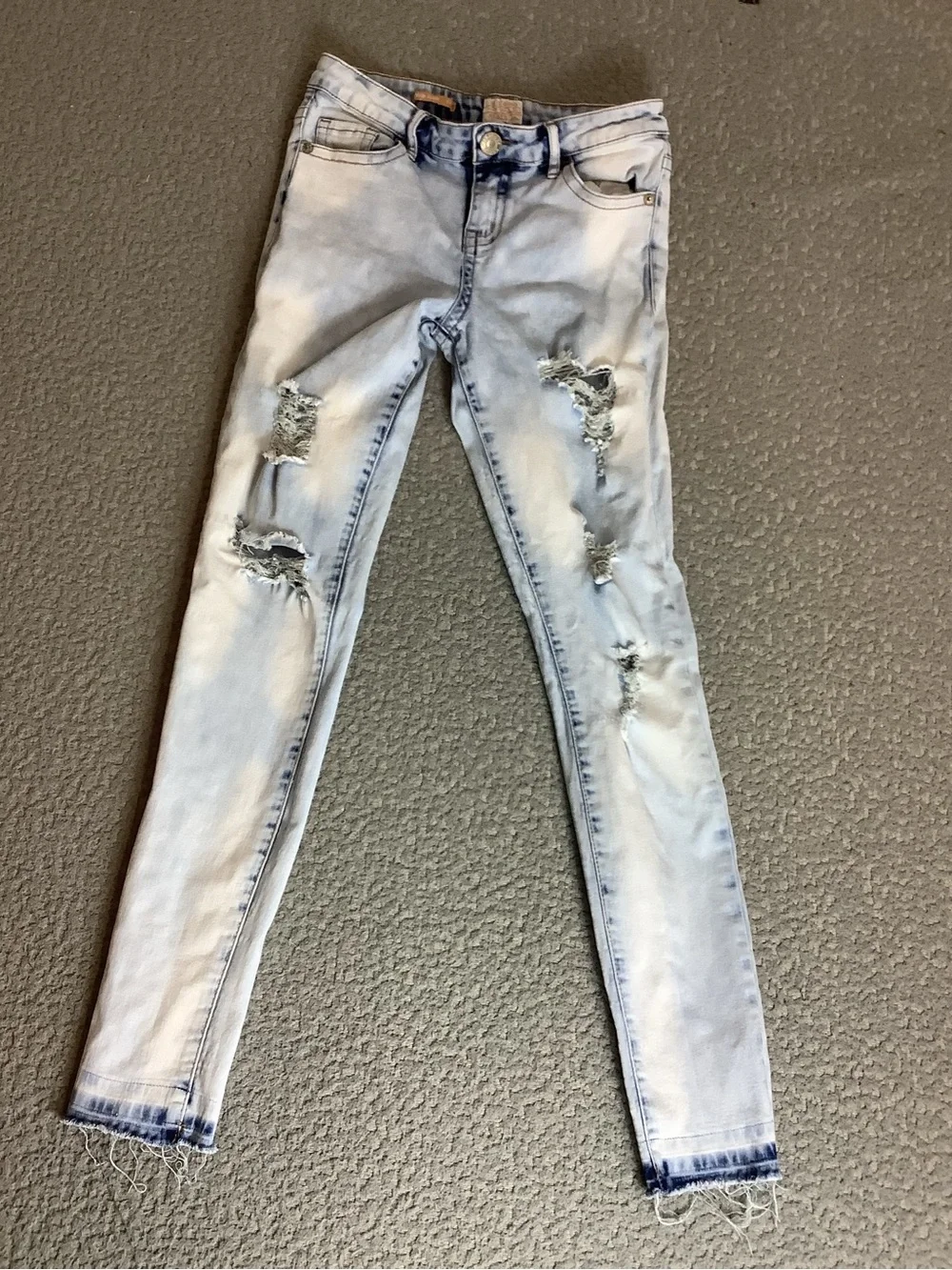 Light Blue Distressed Skinny Jeans for Women